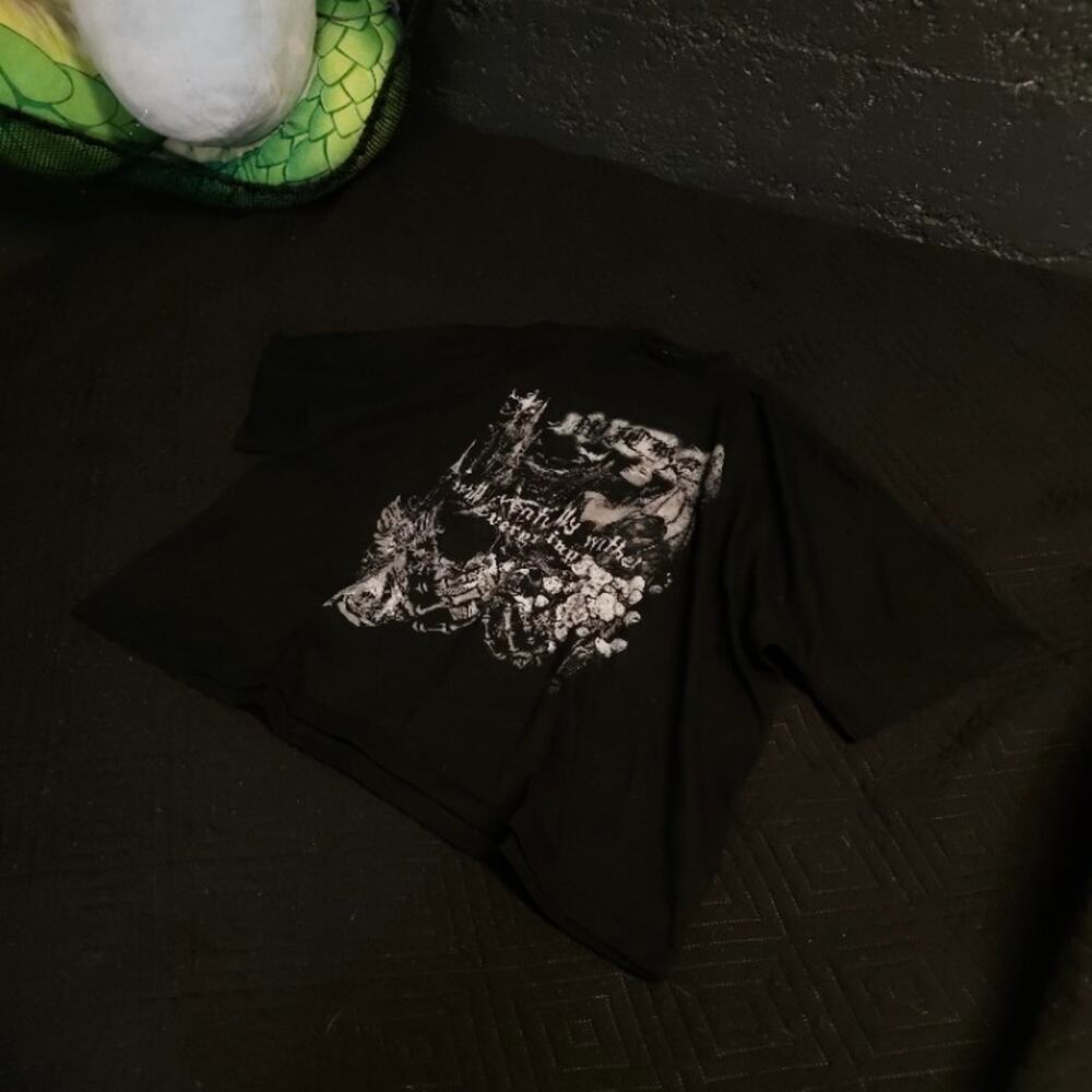 Skeleton Rose Gothic Graphic Heavyweight Tee Black Oversized XL